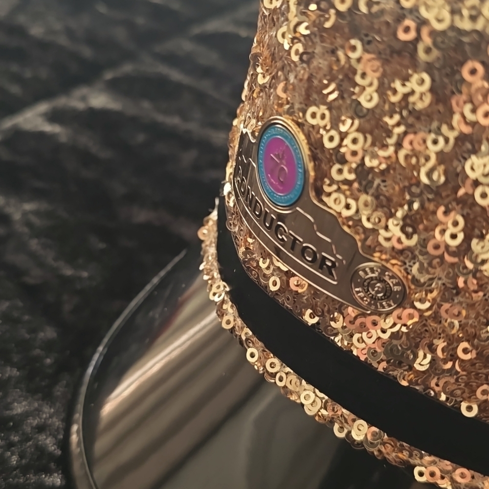 Disneyland 70th Celebration Conductor Gold Sequin Ear Hat Mickey Anniversary - Picture 3 of 3